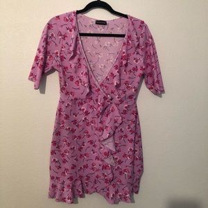 Pretty little thing brunch mini dress w/v-neck